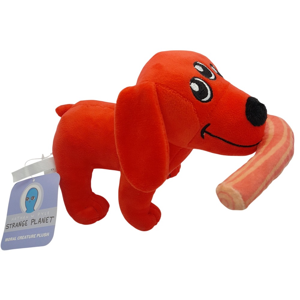 Nathan W Pyle Strange Planet Moral Creature Plush Red Three Eyed Dog with Bacon
